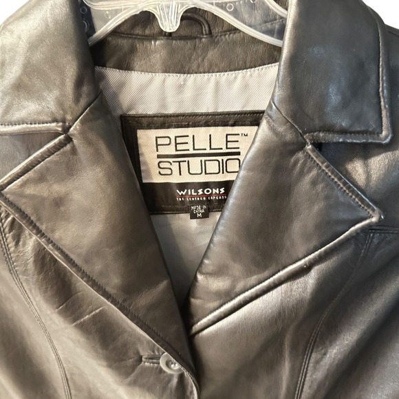 Pelle Studio Wilsons Leather Jacket Womens Medium Black Button Front Career - Picture 2 of 9